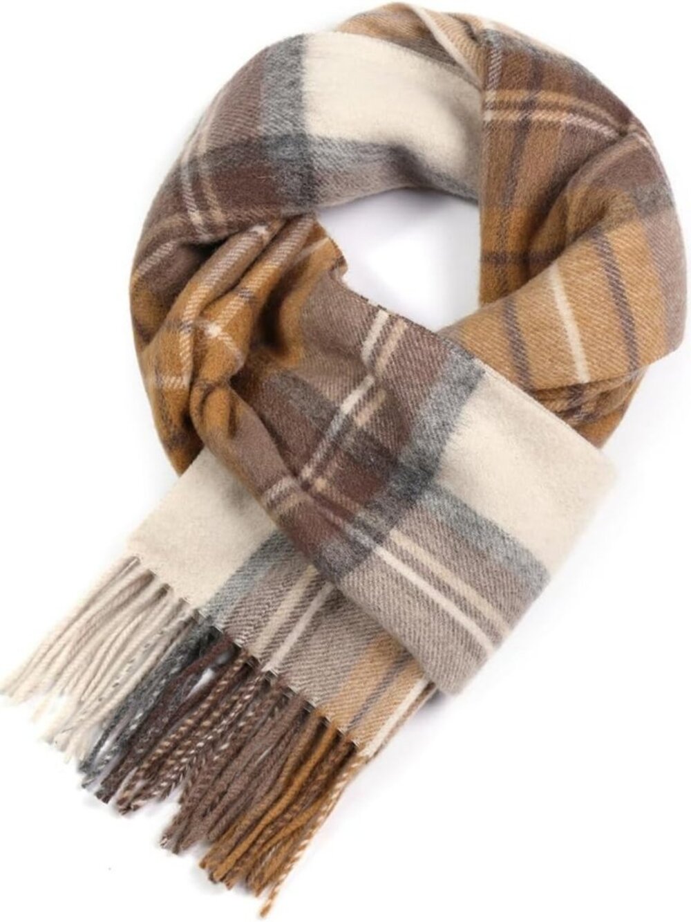 Cozy Pure Wool Plaid Scarf | Unisex Tartan Wrap for Winter Fashion & Warmth